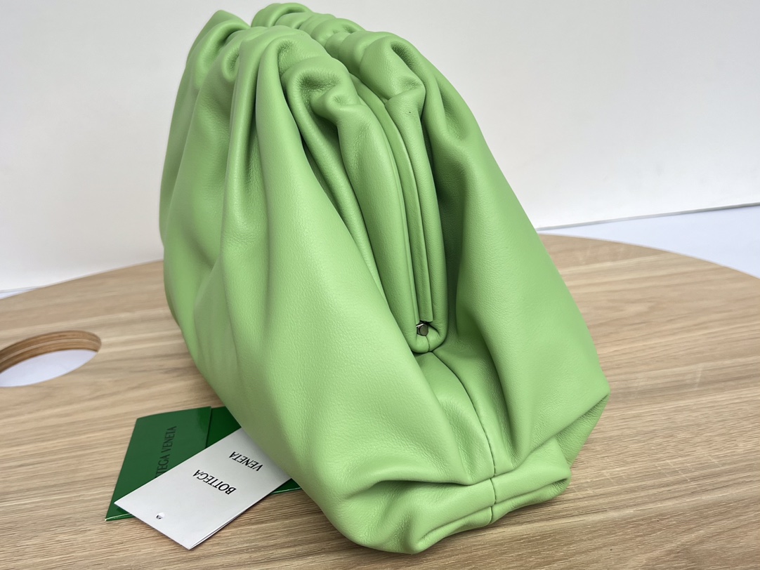 Big Pouch Soft Smooth Leather Clutch Apple Green